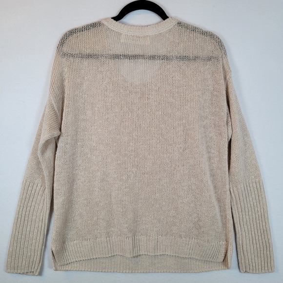 Sparrow Womens Linen Open Knit Pullover Sweater Size Medium Beige Beachy Boho - Picture 5 of 8